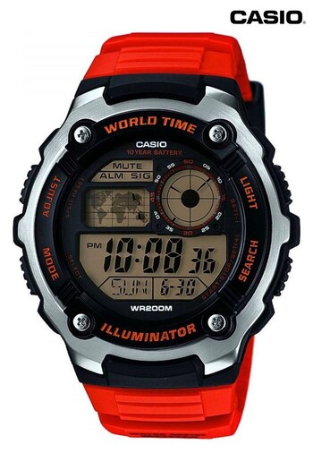 Casio 'Collection' Black, LCD and Orange Stainless Steel Quartz Chronograph Watch (C42495) | £80