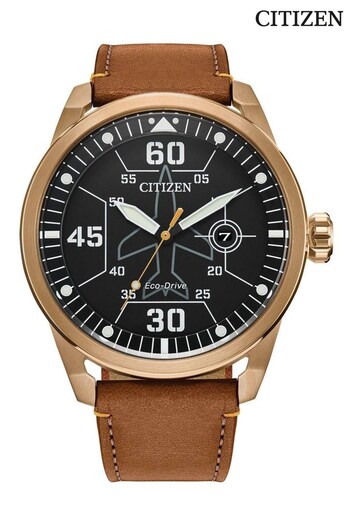 Citizen Gents Eco-Drive Strap Brown Watch (C42644) | £219