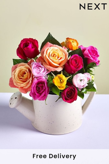 Bright Fresh Flower Bouquet in Watering Can (C42667) | £35