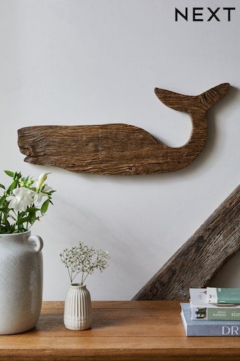 Dark Natural Driftwood Whale Wall Art (C42766) | £40