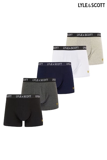 Lyle & Scott Miller White Underwear Trunks 5 Pack (C42844) | £46