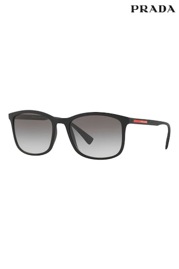 Prada Black Sport Rubberised Square Frame oversized Sunglasses (C42859) | £185