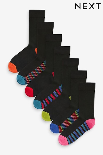 Black Stripe 7 Pack Mens Cotton Rich Socks (C42874) | £14