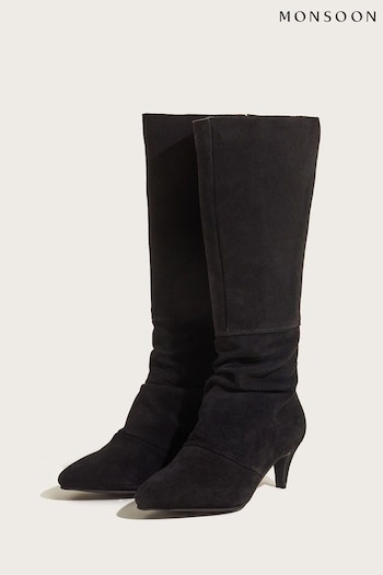 Monsoon Black Long Slouch Suede Boots (C43044) | £99