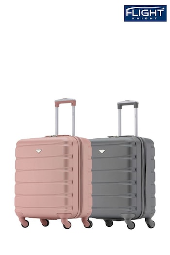 Flight Knight Rose Gold/Charcoal EasyJet 56x45x25cm Overhead 4 Wheel ABS Hard Case Cabin Carry On Suitcase Set Of 2 (C43151) | £90