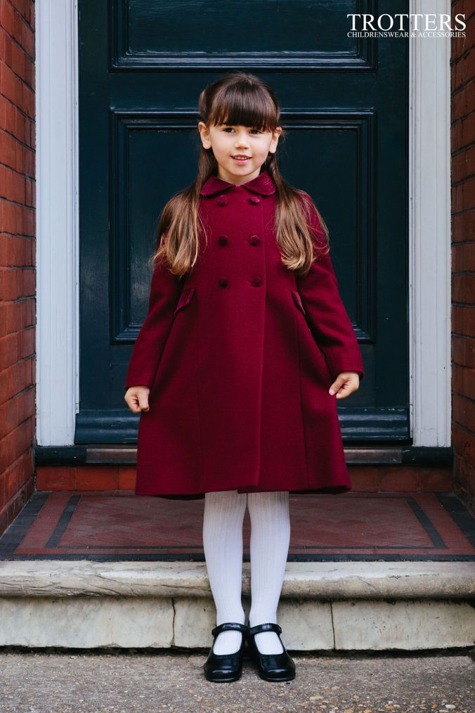 Girls red cheap wool coat