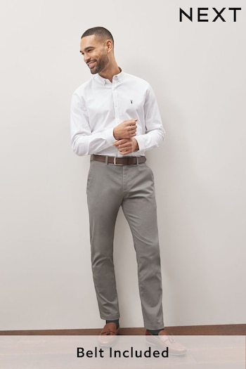 Grey Slim Printed Belted Soft Touch Chino Trousers OPENING (C43333) | £30