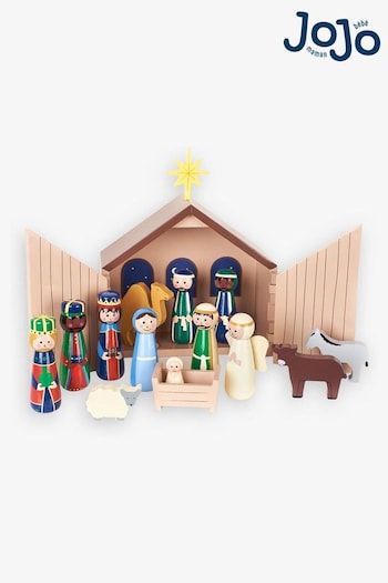 JoJo Maman Bébé Multi Wooden Nativity Set (C43373) | £34