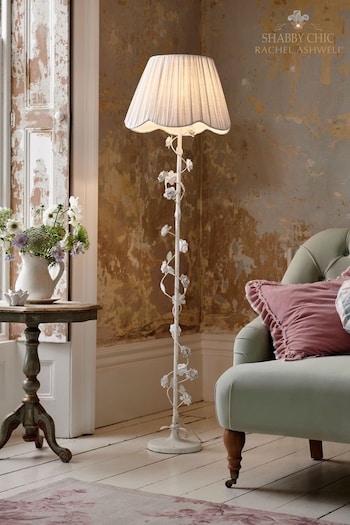 Shabby Chic by Rachel Ashwell White Distressed Floral Floor Lamp (C43382) | £170