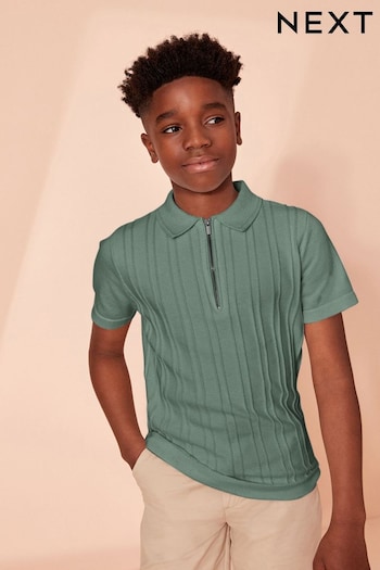 Minerals Short Sleeve Textured Zip Neck Polo fuoco Shirt (3-16yrs) (C43440) | £13 - £18