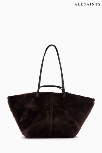 AllSaints Red Hannah Shearling Tote Bag (C43445) | £349