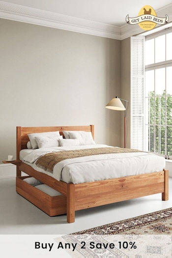 Get Laid Beds Cinnamon Oxford Square Leg Solid Wood Bed Combo (C43764) | £795 - £975