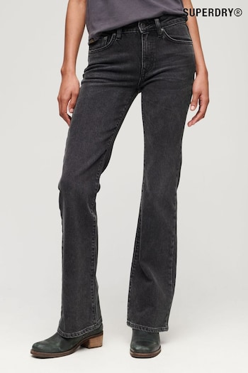 Superdry Black Mid Rise Slim Flare Alpinestars Jeans (C44194) | £65