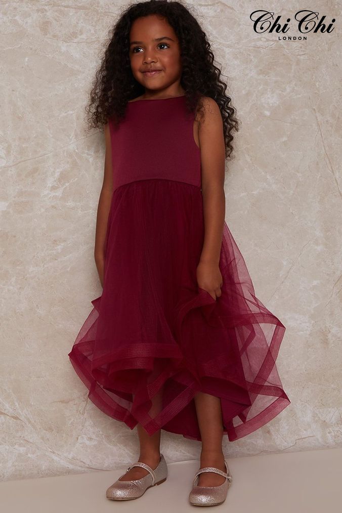 Girls red tulle store dress