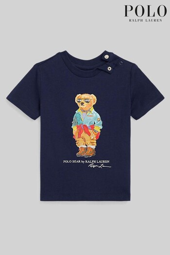 Polo Ralph Lauren Baby Blue Short Sleeved Bear T-Shirt (C44386) | £45