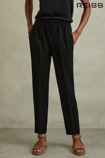 Reiss Black Hailey Petite Tapered Pull On Trousers (C44508) | £98