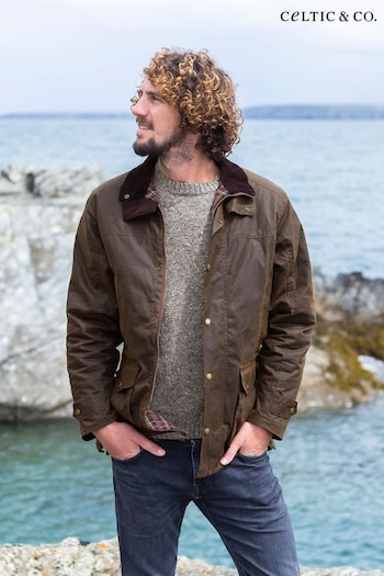 Celtic & Co. Mens Waxed Cotton Brown Jacket (C44636) | £249