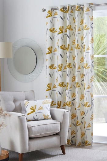 Fusion Yellow Dacey Eyelet Curtains (C44655) | £22 - £65