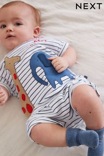 Navy/White Safari Baby T-Shirt And Shorts 2 Piece Set (C44657) | £12.50 - £14.50