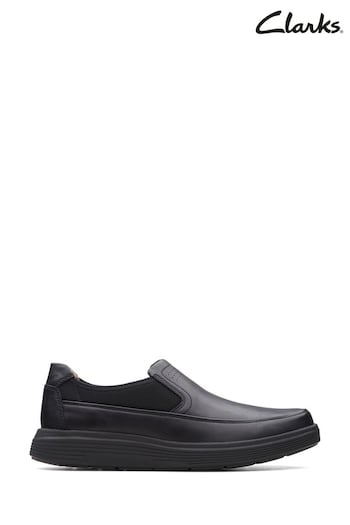 Clarks Black Wide Fit (G) Leather Un Abode Go sock Shoes (C44760) | £100
