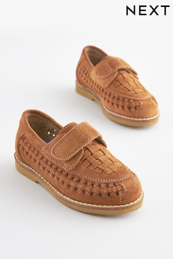 Tan Brown Leather Woven Loafers (C44924) | £14 - £16