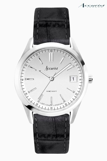 Accurist Womens Black Everyday Leather Strap Analogue Watch (C44989) | £119