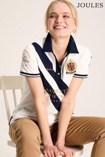 Joules Official Badminton Cream & Navy Hats Polo Shirt (C45034) | £54.95