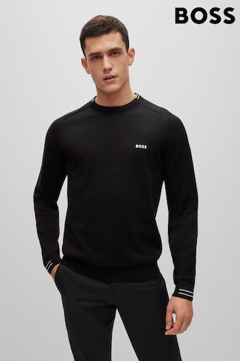BOSS Black Tipped Logo Cotton Knitted Jumper (C45049) | £139