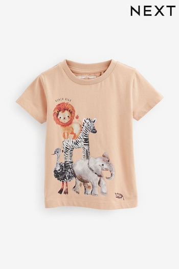 Peach Pink Safari Short Sleeve Character T-Shirt (3mths-7yrs) (C45099) | £5 - £7