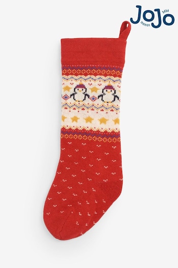 JoJo Maman Bébé Red Penguin Knitted Stocking (C45202) | £22