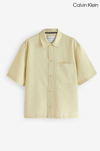 Calvin Klein Green Linen Button Down Shirt (C45210) | £85