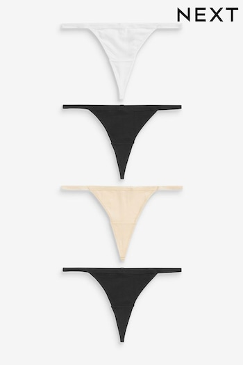Black/White/Nude G-String Cotton Rich Knickers 4 Pack (C45478) | £8