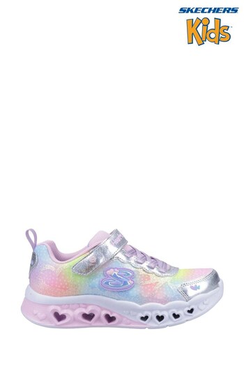 Skechers Pure Silver Flutter Heart Lights Simply Love Kids Light Up Trainers (C45522) | £47