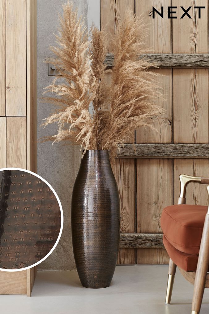 Copper Extra Large Metal Etched Vase (C45554) | £90