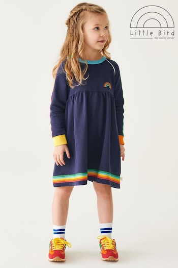 Little Bird by Jools Oliver Navy Little Bird by Jools Oliver Long Sleeve Rainbow Dress (C45608) | £26 - £32