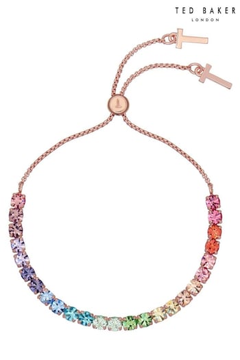 Ted Baker MELRAH: Rose Gold Crystal Adjustable Tennis Bracelet For Women (C45722) | £40