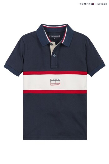Tommy Hilfiger Blue Essential Colourblock Polo Shirt (C45794) | £40 - £45