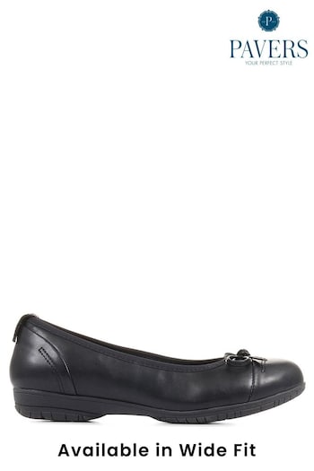 Pavers Wide Fit Flat Black Ballet Shoes (C45812) | £33