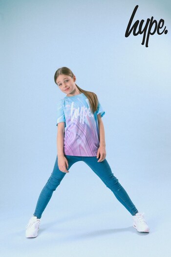Hype. Girls Teal Blue Marbel Script T-Shirt (C45813) | £18