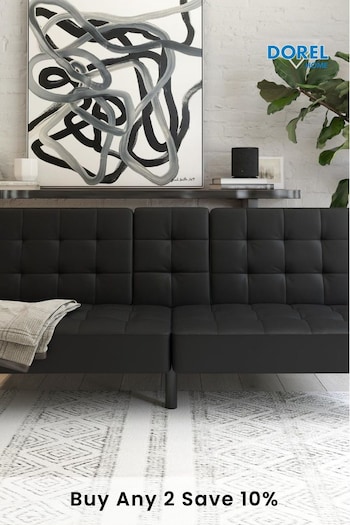 Dorel Home Black Europe Adalynn Faux Leather Convertible Futon (C45865) | £450