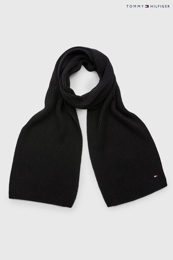 Tommy Hilfiger Black Essential Flag Knitted Scarf (C46004) | £65