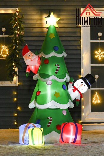 Homcom Green 7ft Green Inflatable Santa Snowman Christmas Tree Decor (C46028) | £79
