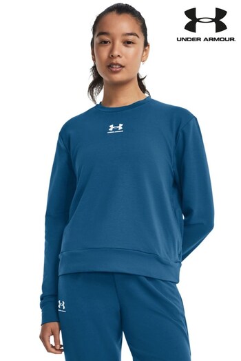 Under Armour Teal Blue Rival Terry Crew Sweatshirt (C46154) | £45