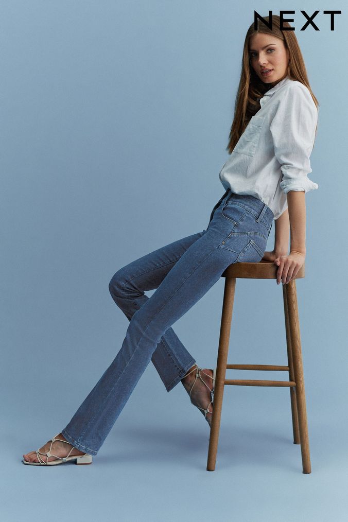Mid Blue Denim Lift, Slim And Shape Bootcut Jeans (C46225) | £48