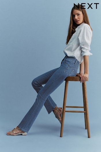 Mid Blue Denim Lift, Slim And Shape Bootcut Jeans sequin-embellished (C46225) | £48