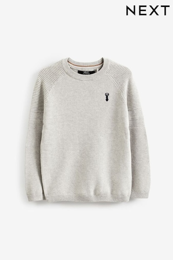 Grey With Stag Textured Crew Jumper (3-16yrs) (C46422) | £11 - £16