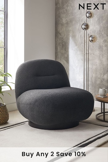 Soft Cosy Boucle Black Otis Swivel Accent Chair (C46425) | £399