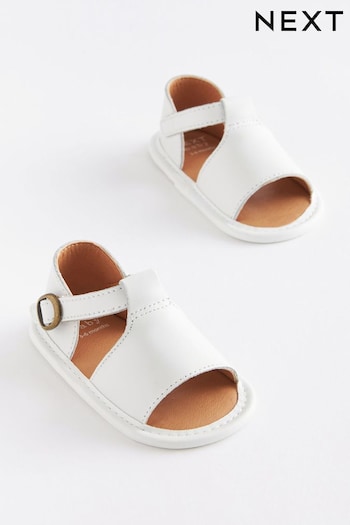 White Leather Pram Sandals (0-24mths) (C46481) | £12