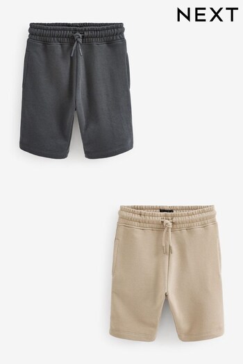 Charcoal Grey/Stone Natural 2 Pack Jersey Shorts (3-16yrs) (C46495) | £6 - £11