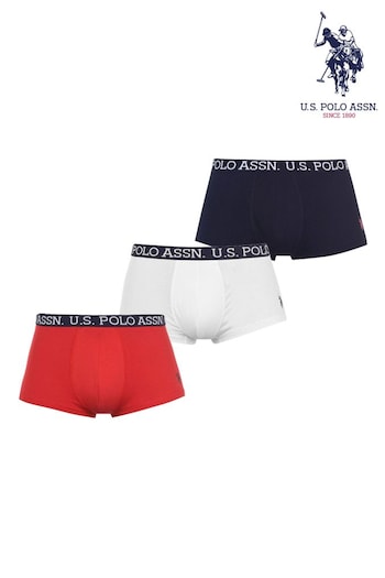 U.S. Mammut Polo Assn. Red 3 Pair Boxed Classic Trunk Boxers (C46614) | £15 - £18